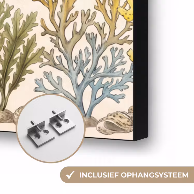 Natuur - Onderwater - Botanisch - Vintage - Kleurrijk Textielframe zwart klein -USP_ophangsysteemNL