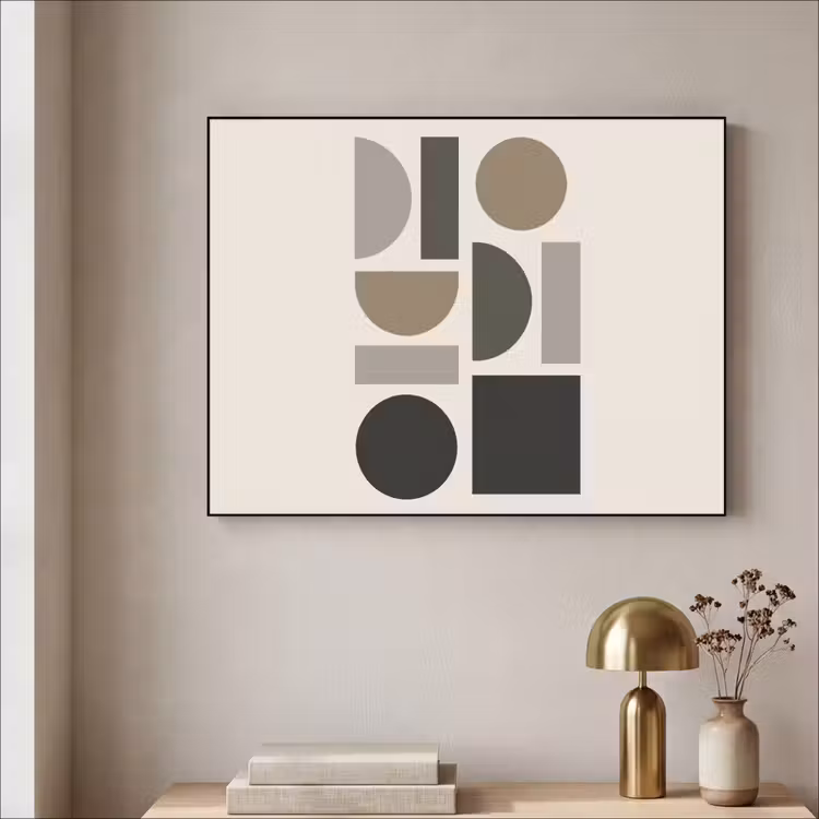 Natuurlijke tinten - Grafisch - Verticale compositie Textielframe zwart klein -sfeer2