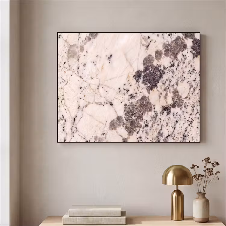 Natuursteen - Patroon - Abstract - Beige - Grijs Textielframe zwart klein -sfeer2