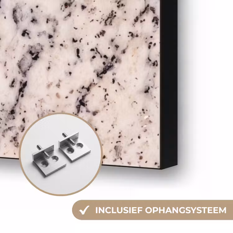 Natuursteen - Patroon - Abstract - Beige - Grijs Textielframe zwart klein -USP_ophangsysteemNL