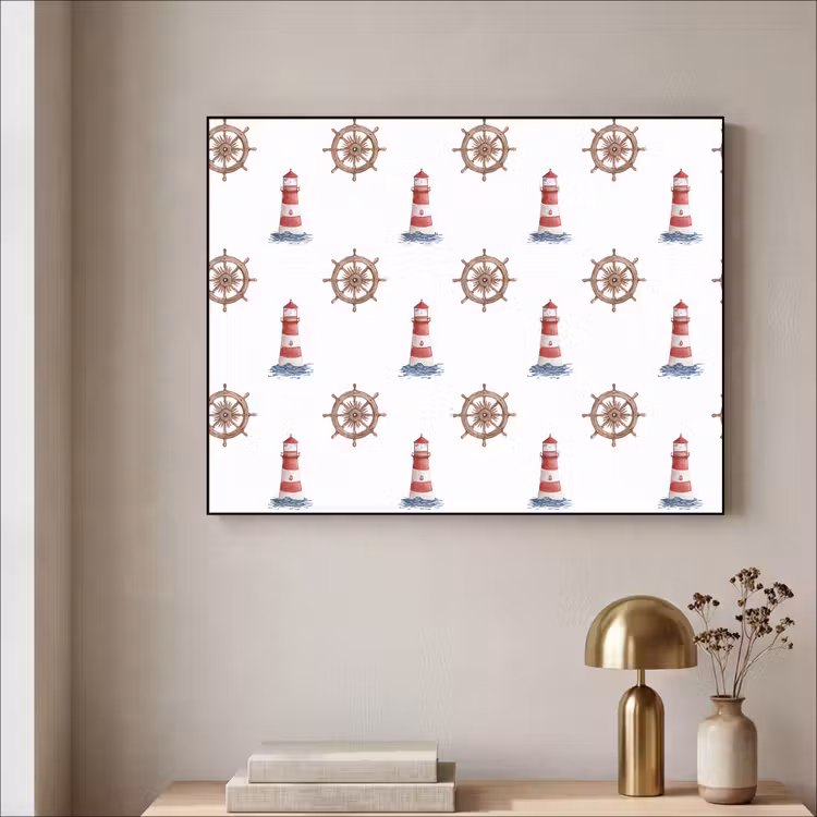 Nautisch - Klassiek - Rood Textielframe zwart klein 947 -sfeer2