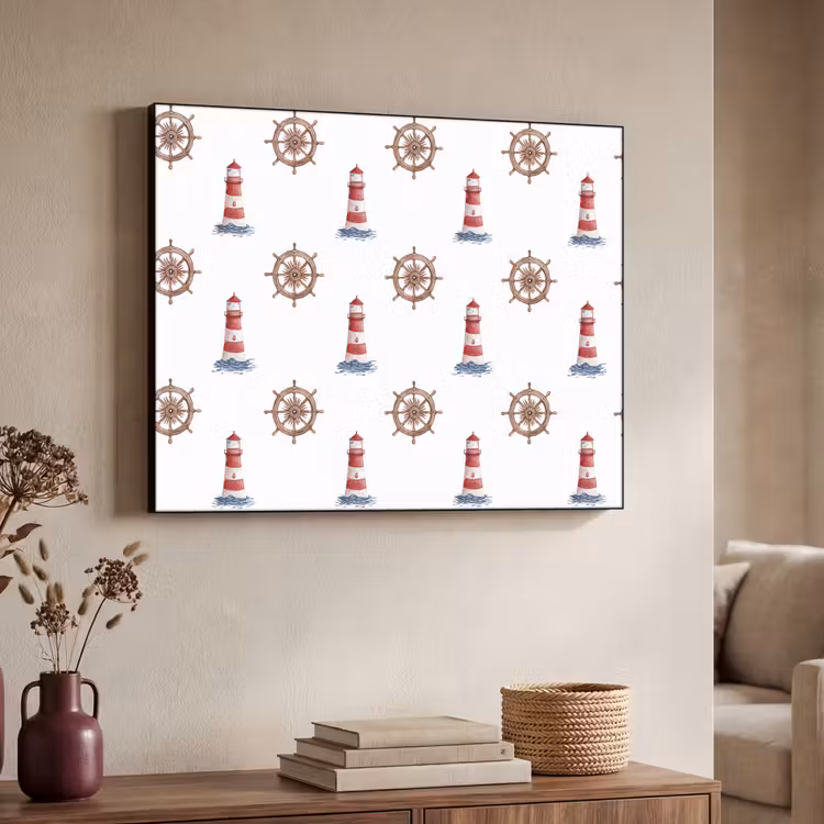 Nautisch - Klassiek - Rood Textielframe zwart klein 947 -sfeer3