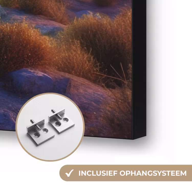 Neon cactussen - Woestijn - Zonsondergang Textielframe zwart klein -USP_ophangsysteemNL