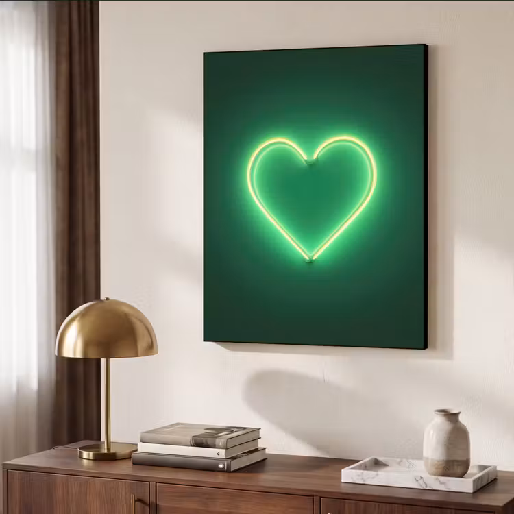 Neon - Groen - Licht Textielframe - compleet frame klein -sfeer3