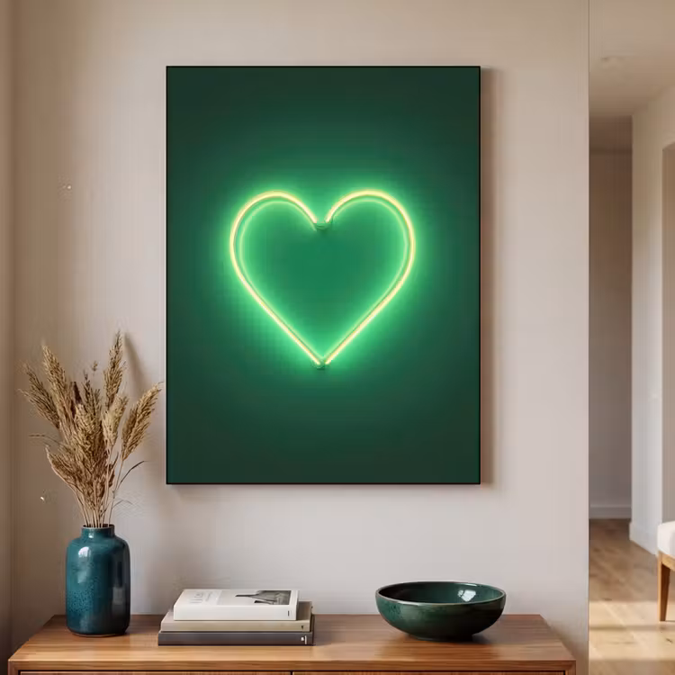 Neon - Groen - Licht Textielframe - compleet frame klein -sfeer1