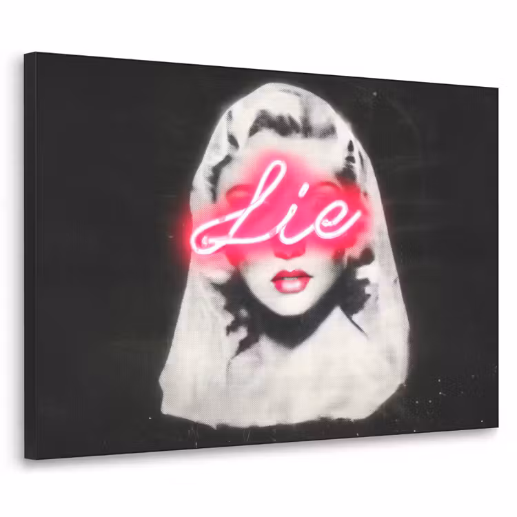 Neon - Letters - Vintage - Vrouw Textielframe - compleet frame klein -3d