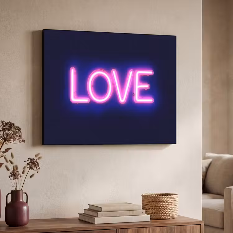 Neon - Love - Valentijn Textielframe - compleet frame klein -sfeer3