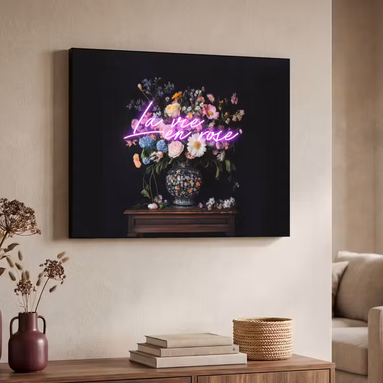 Neon - Vaas - Bloemen Textielframe - compleet frame klein -sfeer3