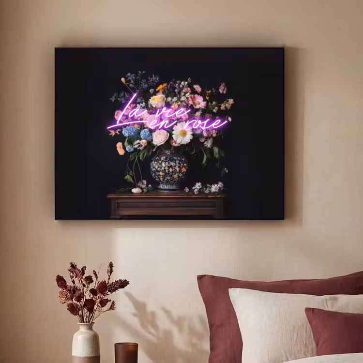Neon - Vaas - Bloemen Textielframe - compleet frame klein -sfeer1