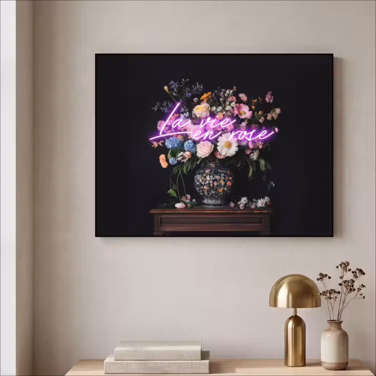 Neon - Vaas - Bloemen Textielframe - compleet frame klein -sfeer2