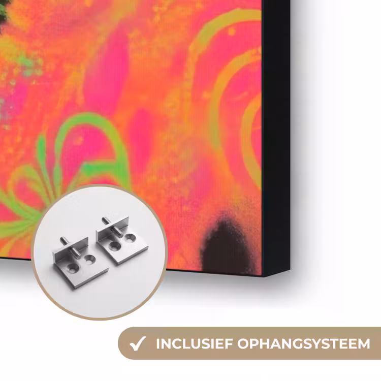 Neon - Vrouw - Microfoon Textielframe zwart klein -USP_ophangsysteemNL
