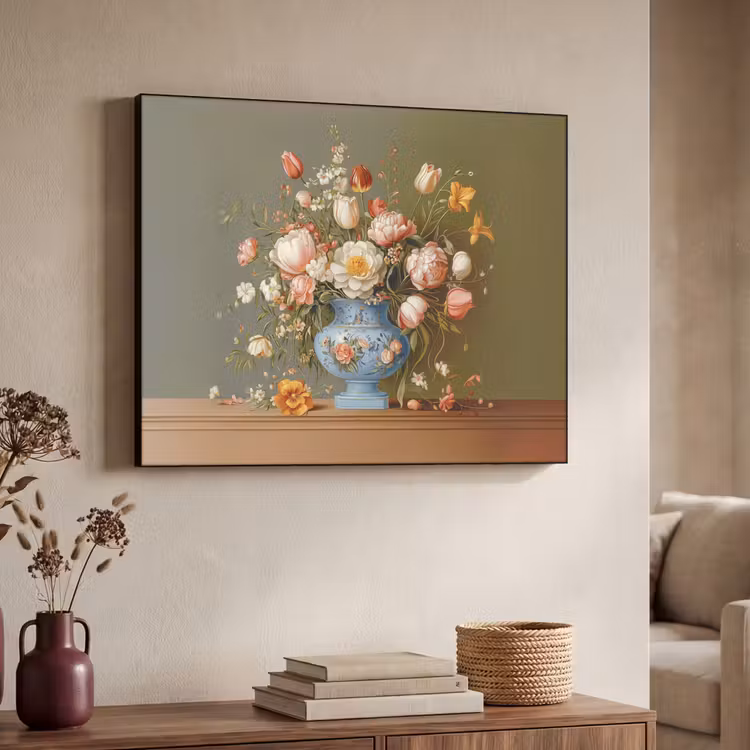 Neutral - Bloemen - Boeket - Vaas Textielframe - compleet frame klein -sfeer3