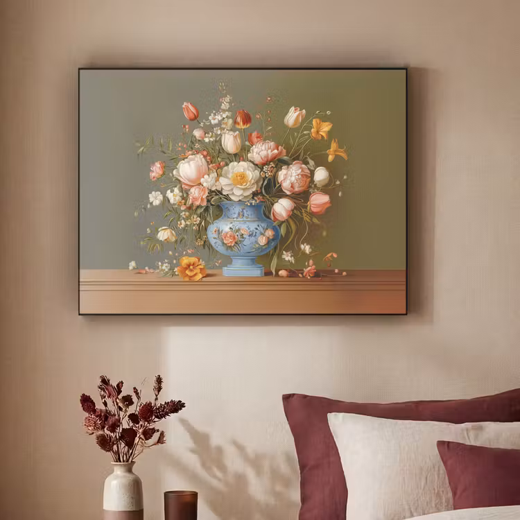 Neutral - Bloemen - Boeket - Vaas Textielframe - compleet frame klein -sfeer1