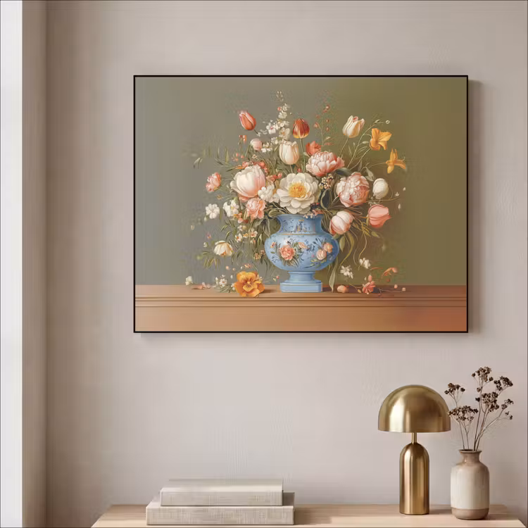 Neutral - Bloemen - Boeket - Vaas Textielframe zwart klein -sfeer2