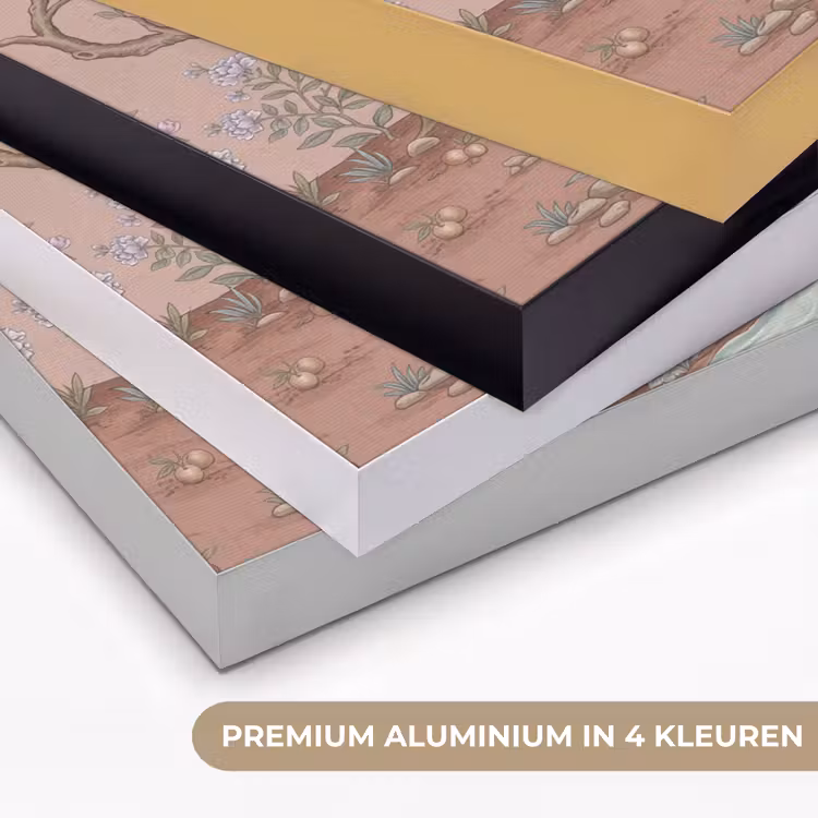 Nostalgisch - Reigers - Roze Textielframe zwart klein -USP_kleurenNL