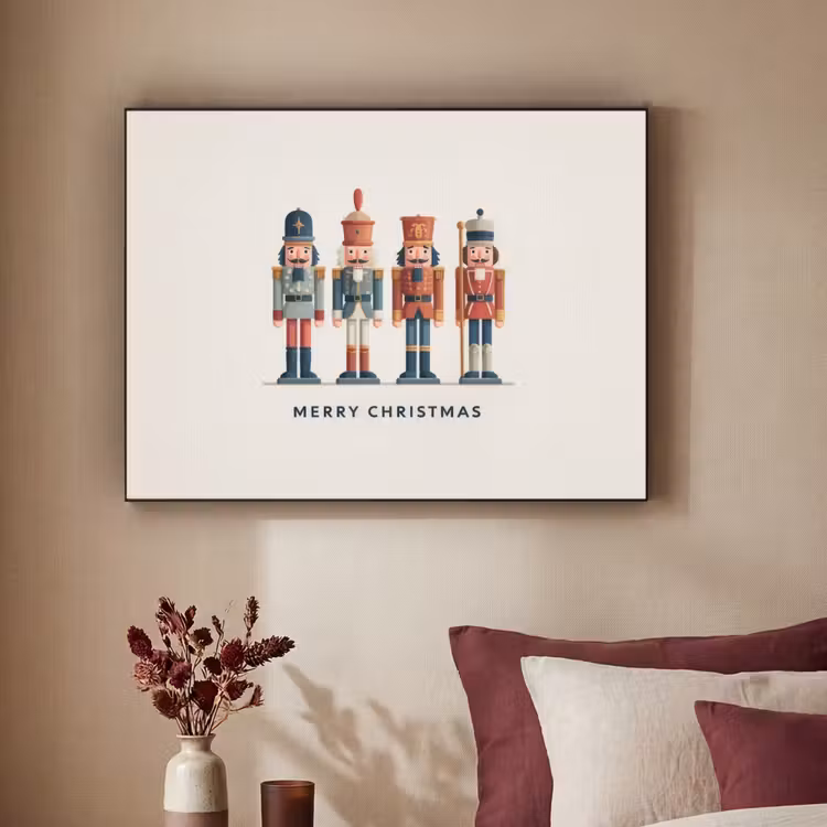 Notenkrakers - Minimalistisch - Kerst - Beige Textielframe zwart klein -sfeer1
