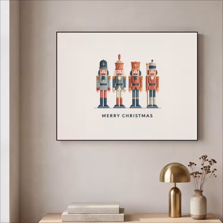 Notenkrakers - Minimalistisch - Kerst - Beige Textielframe zwart klein -sfeer2