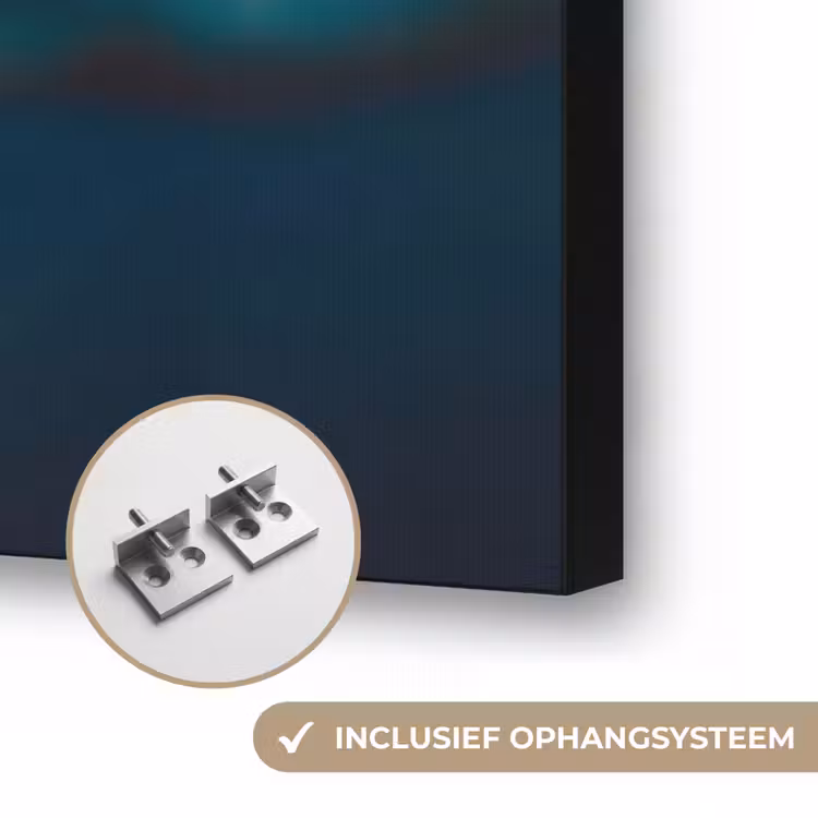 Oceaan - Golf - Strand - Natuur - Blauw Textielframe zwart klein -USP_ophangsysteemNL