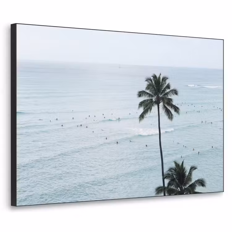 Oceaan - Palmbomen - Surfers Textielframe zwart klein -3d