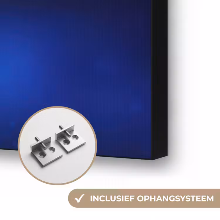 Octopus - Stippen - Blauw - Zee Textielframe zwart klein -USP_ophangsysteemNL