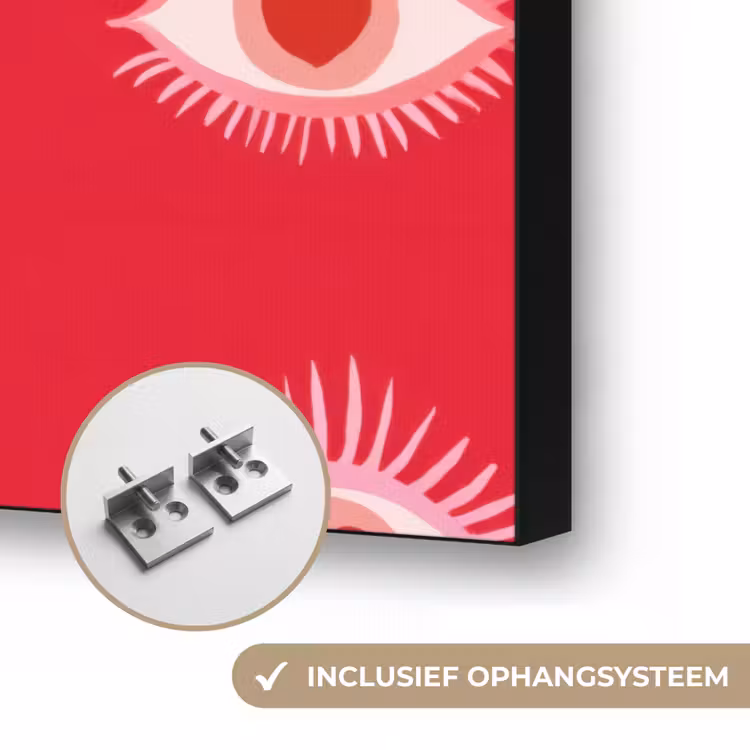 Ogen - Hart - Abstract - Rood - Roze Textielframe zwart klein 947 -USP_ophangsysteemNL
