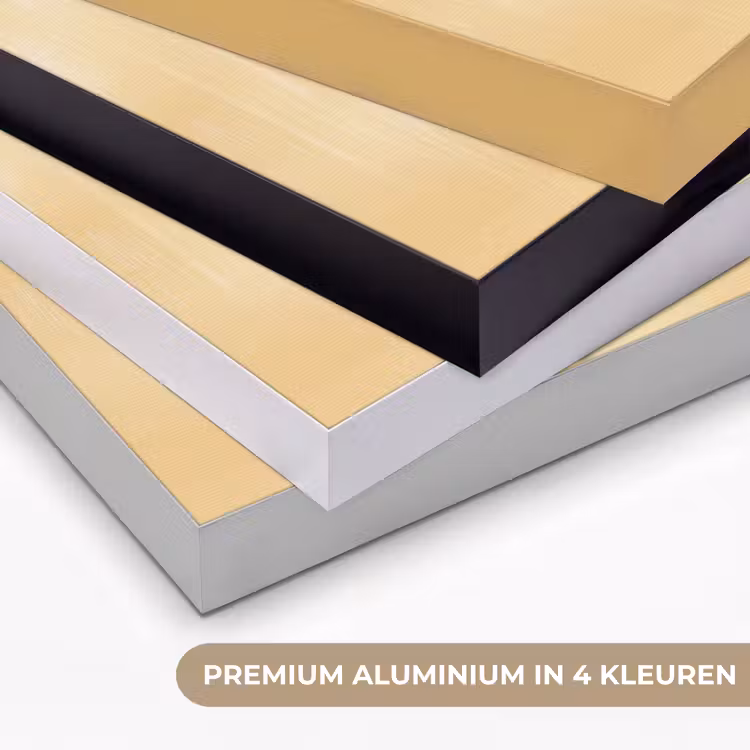 Okergeel - Blauw - Eenvoudige lijnen Textielframe zwart klein -USP_kleurenNL