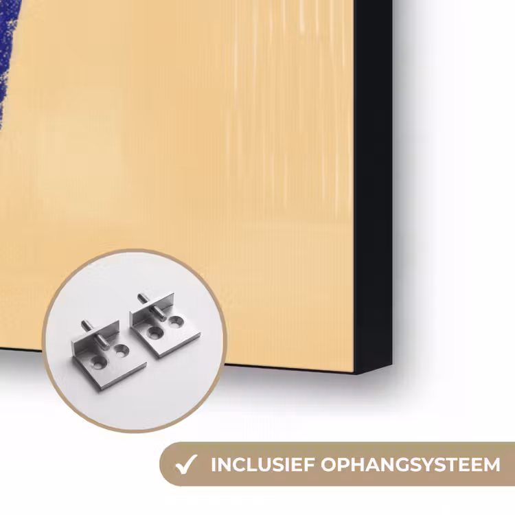 Okergeel - Blauw - Eenvoudige lijnen Textielframe zwart klein -USP_ophangsysteemNL