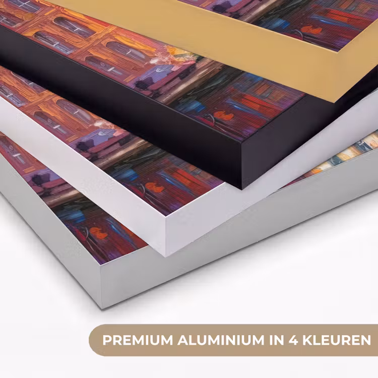 Olieverf - Amsterdam - Kunst - Kleurrijk Textielframe zwart klein -USP_kleurenNL