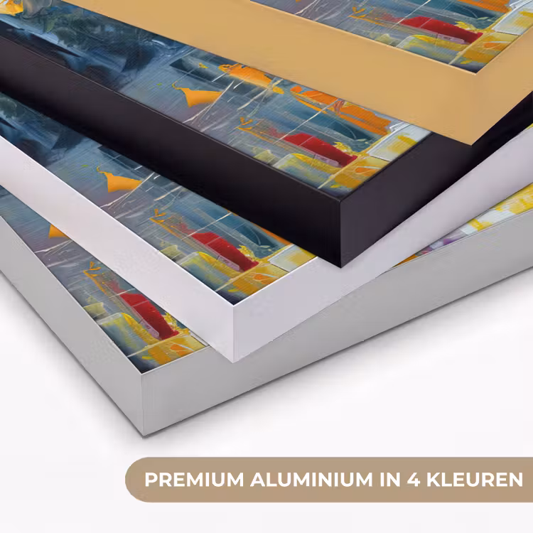 Olieverf - Paraplu - Vrouw - Straat - Kunst Textielframe zwart klein -USP_kleurenNL
