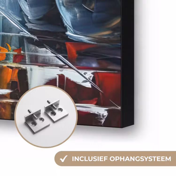 Olieverf - Paraplu - Vrouw - Straat - Kunst Textielframe zwart klein -USP_ophangsysteemNL