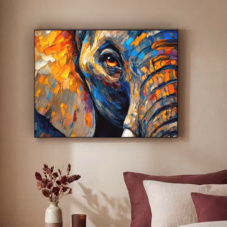 Olifant - Kunst - Dieren Textielframe - compleet frame klein -sfeer1