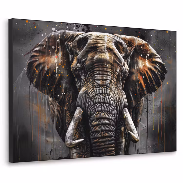Olifant - Watercolor - Wilde dieren - Luxe Textielframe - compleet frame klein -3d