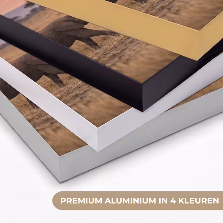 Olifanten - Savanne - Zonsondergang - Afrika - Warm Textielframe zwart klein -USP_kleurenNL