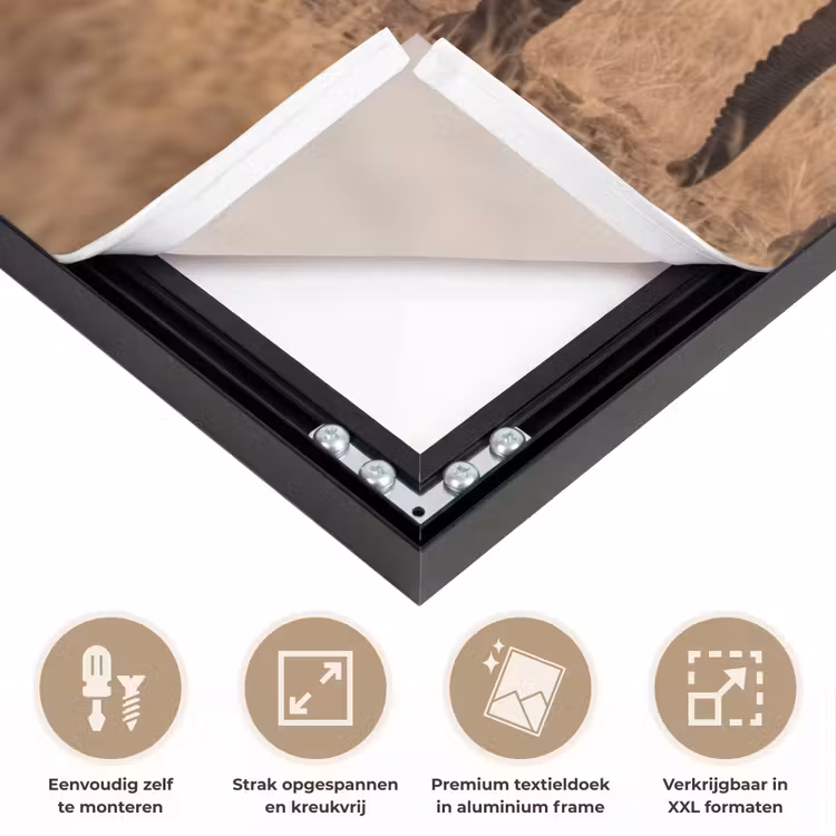 Olifanten - Savanne - Zonsondergang - Afrika - Warm Textielframe zwart klein -USP_feed_closeupNL