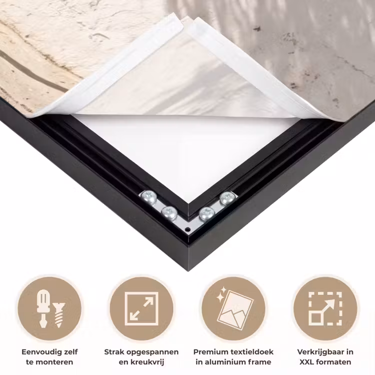 Art frame - Olijfboom - muur - wit - Olijfboom - muur - wit Textielframe zwart klein