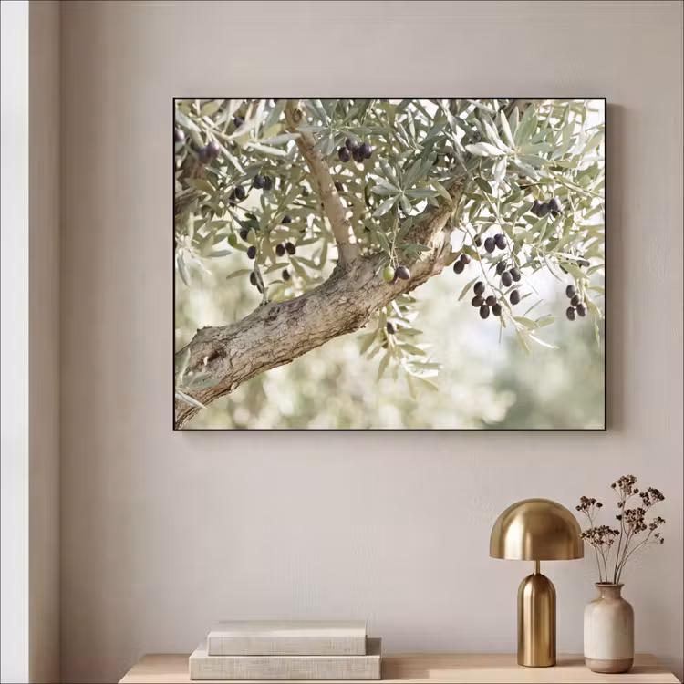 Art frame - Olijfboom - tak - groen - Olijfboom - tak - groen Textielframe zwart klein
