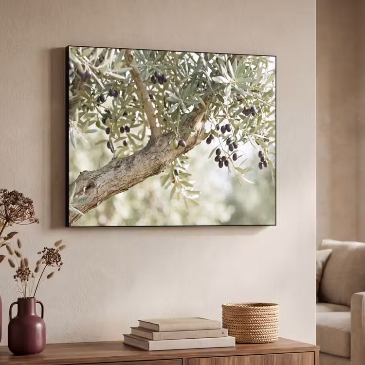 Art frame - Olijfboom - tak - groen - Olijfboom - tak - groen Textielframe zwart klein