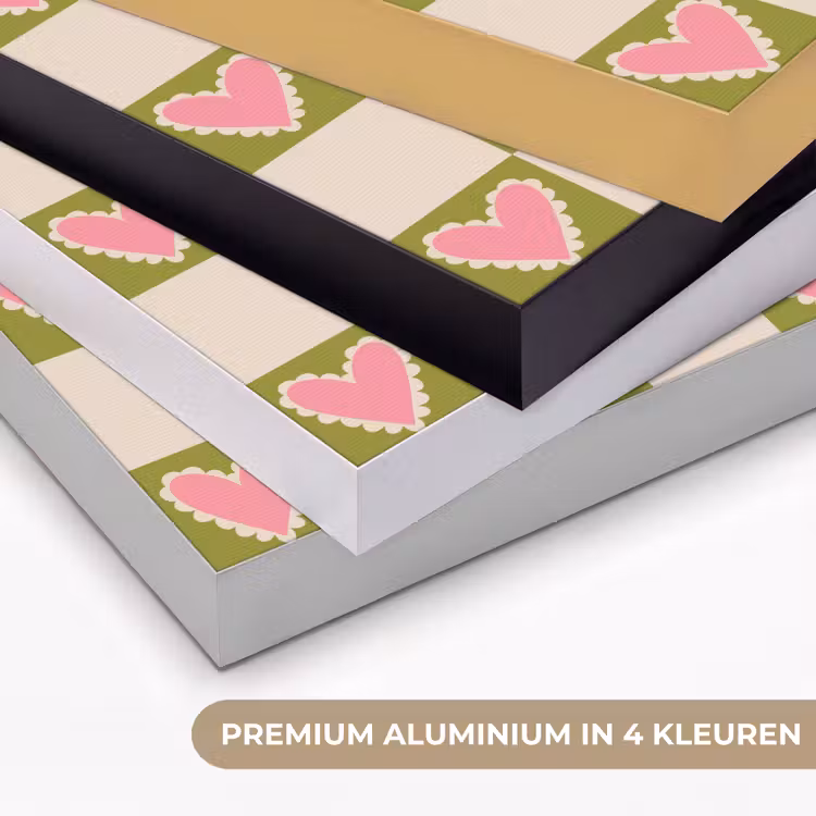 Olijfgroen - Hartjes - Patroon - Retro Textielframe zwart klein 947 -USP_kleurenNL