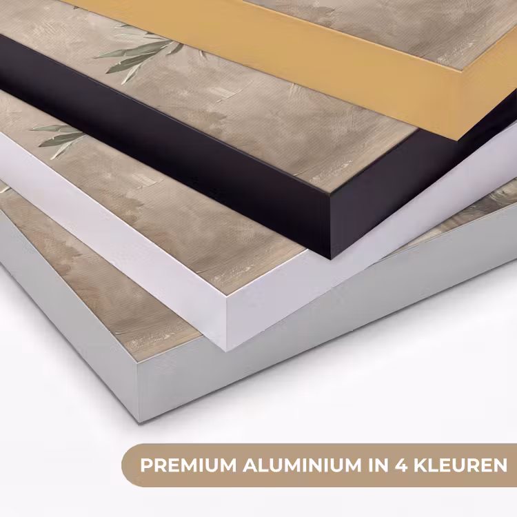 Olijfplant - Aardenpot - Abstract - Beige Textielframe zwart klein -USP_kleurenNL