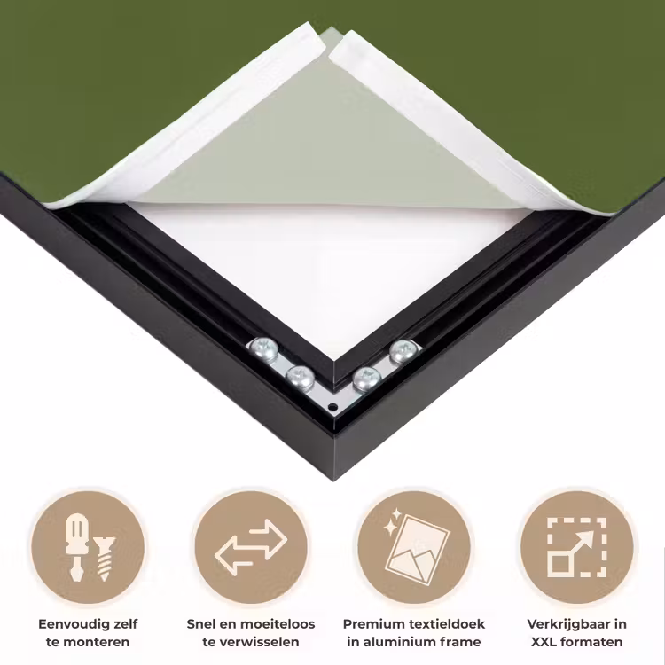 Olive - Drab - Groen Textielframe zwart klein 947 -USP_closeupNL