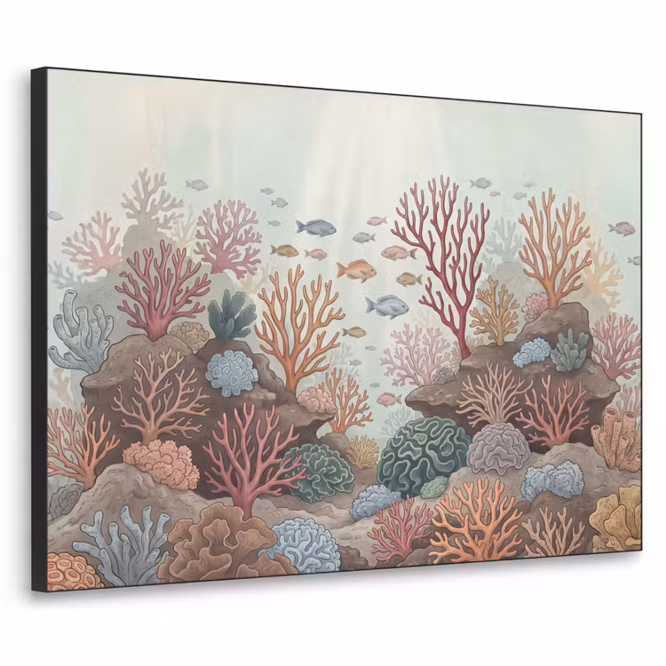 Onderwater - Koraal - Vis - Natuur Textielframe zwart klein -3d