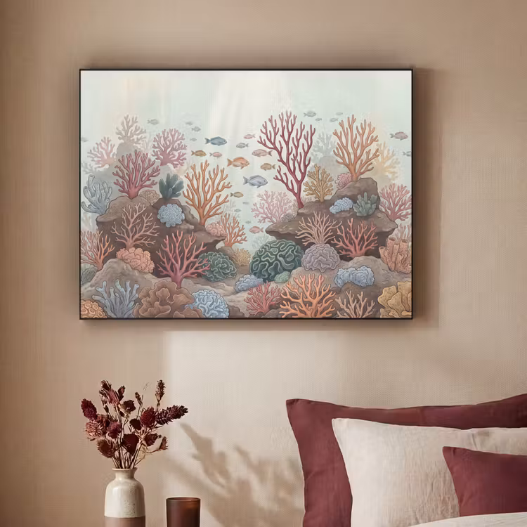 Onderwater - Koraal - Vis - Natuur Textielframe zwart klein -sfeer1