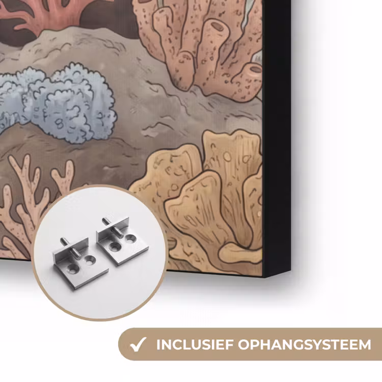 Onderwater - Koraal - Vis - Natuur Textielframe zwart klein -USP_ophangsysteemNL