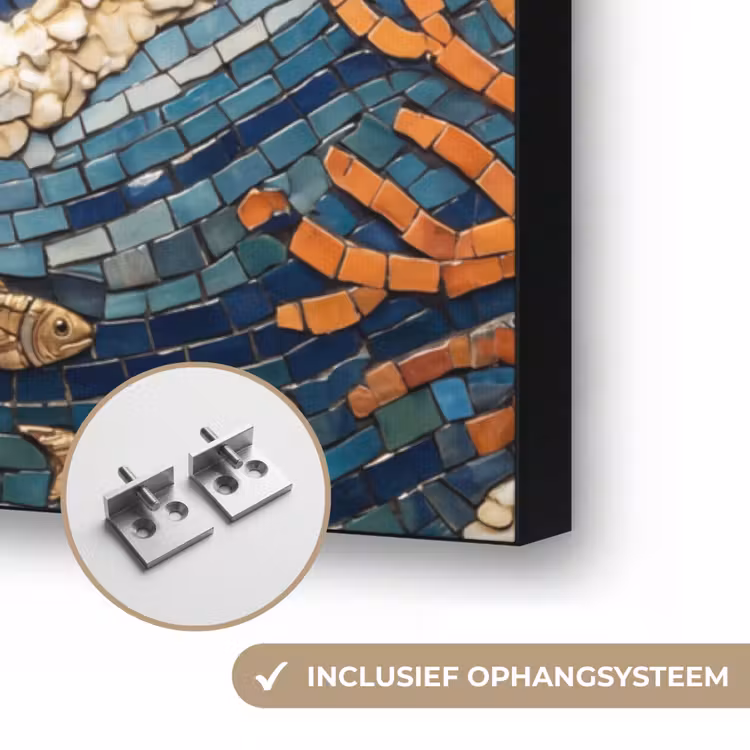 Onderwater - Koraal - Vis - Natuur - Kunst Textielframe zwart klein -USP_ophangsysteemNL