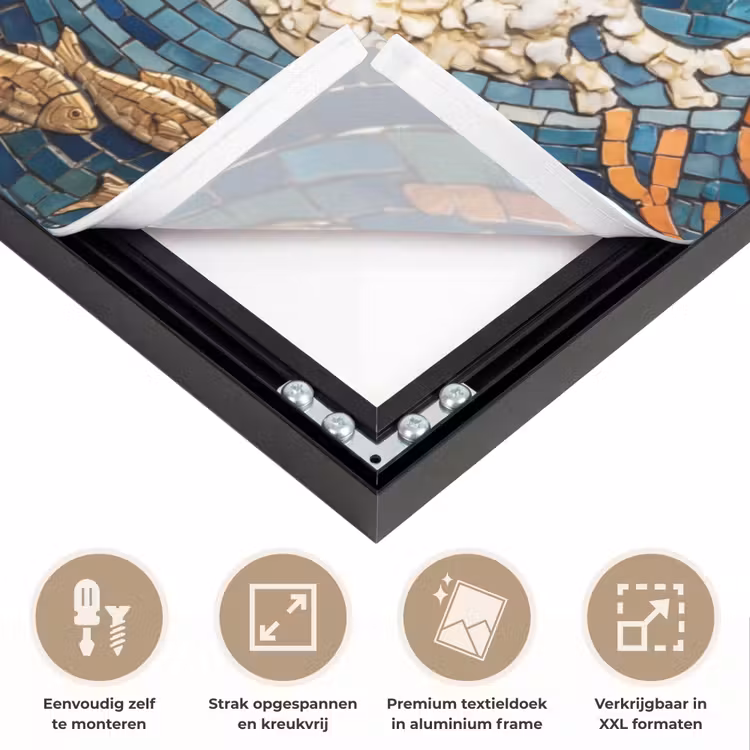 Onderwater - Koraal - Vis - Natuur - Kunst Textielframe zwart klein -USP_feed_closeupNL