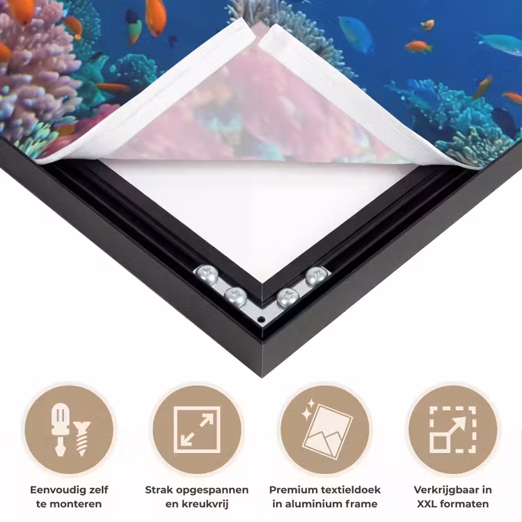 Onderwater - Koraalrif - Vissen - Oceaan - Natuur Textielframe zwart klein -USP_feed_closeupNL