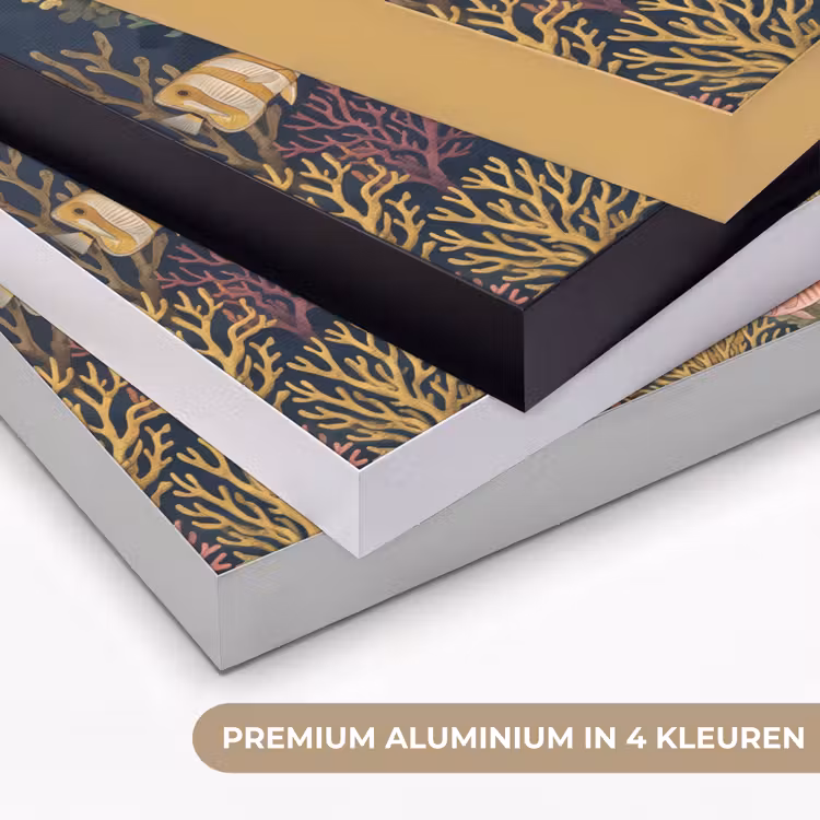 Onderwaterwereld - Vissen - Koraal - Illustratie - Kleurrijk Textielframe zwart klein -USP_kleurenNL