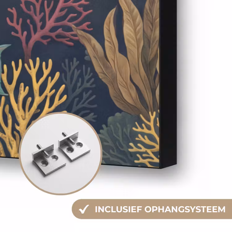 Onderwaterwereld - Vissen - Koraal - Illustratie - Kleurrijk Textielframe zwart klein -USP_ophangsysteemNL