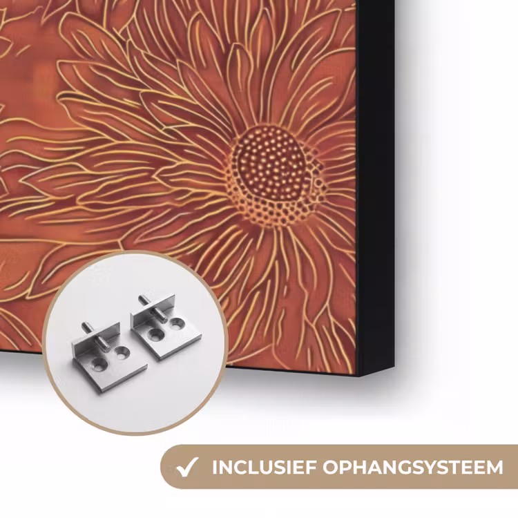 Oosters - Bloemen - Terracotta Textielframe zwart klein 947 -USP_ophangsysteemNL