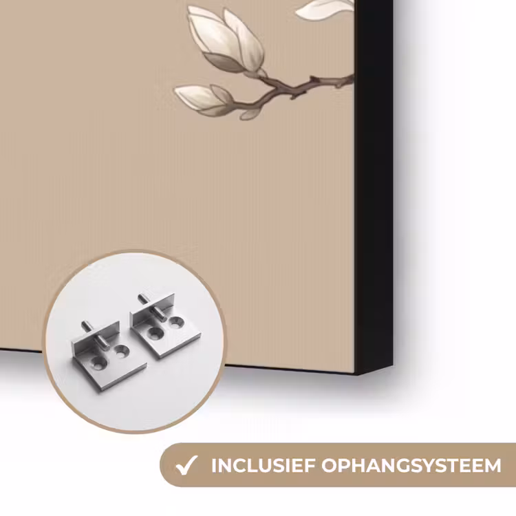 Oosters - Vogels - Beige Textielframe zwart klein -USP_ophangsysteemNL